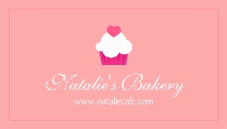 Cute Pink Heart Cupcake Simple Elegant Bakery Business Cards