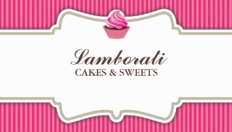 Elegant Modern Pink Stripes Cakes and Sweets Cupcake Bakery Business Cards