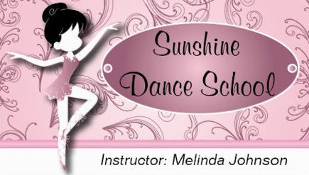 Girly Pink Swirls Cute Little Ballerina Dance School Business Cards 