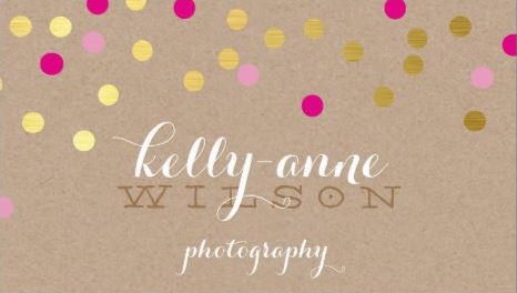 Fun Pink and Gold Circle Glam Confetti on Craft Paper Photography Business Cards