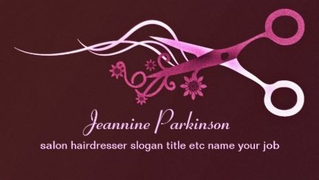 Elegant Salon Whimsical Dark Pink Floral Scissors Hairdresser Business Cards