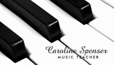 Modern Black and White Piano Keys Music Teacher Business Cards