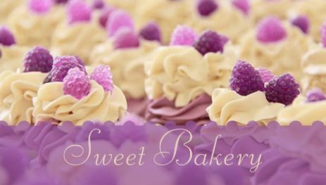Lavender Berries and Cream Cupcake Photograph Bakery Business Cards