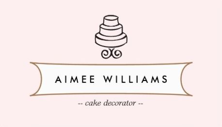 Soft Pink Vintage Cake Logo for Bakery Cafe and Catering Business Cards