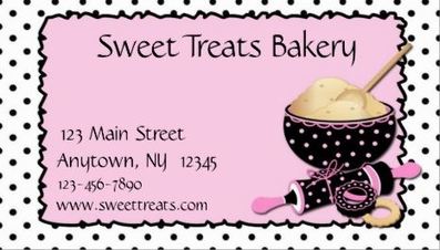 Baking Cookies Pink and Black Polka Dots Rolling Pin Bakery Business Cards