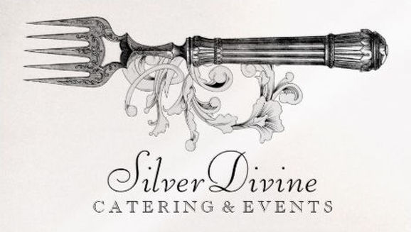 Vintage Silver Divine Silverware Elegant Catering and Events Business Cards