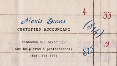Retro Accounting Paper Mixed up Mathematics Business Cards