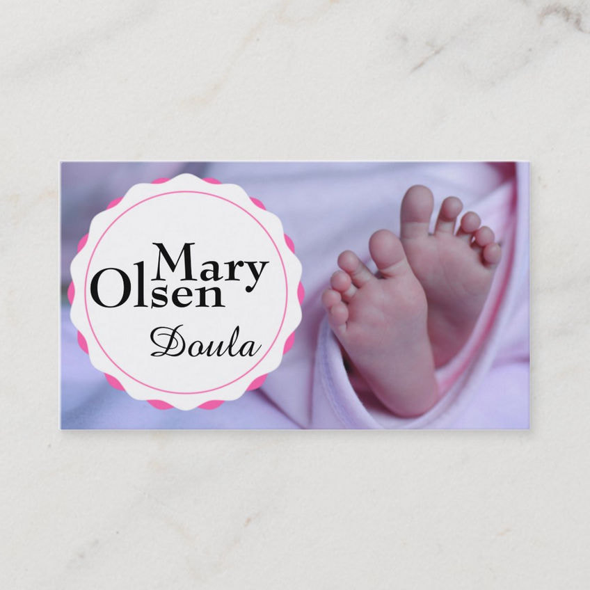 Sweet Newborn Baby Feet Pink Blanket Birthing Doula Business Cards