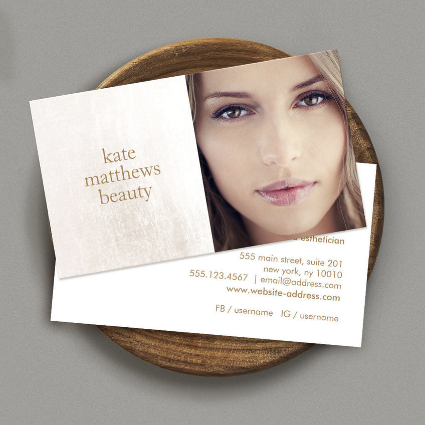 Beauty Salon and Spa Soft Rose Gold Background Photo Business Cards