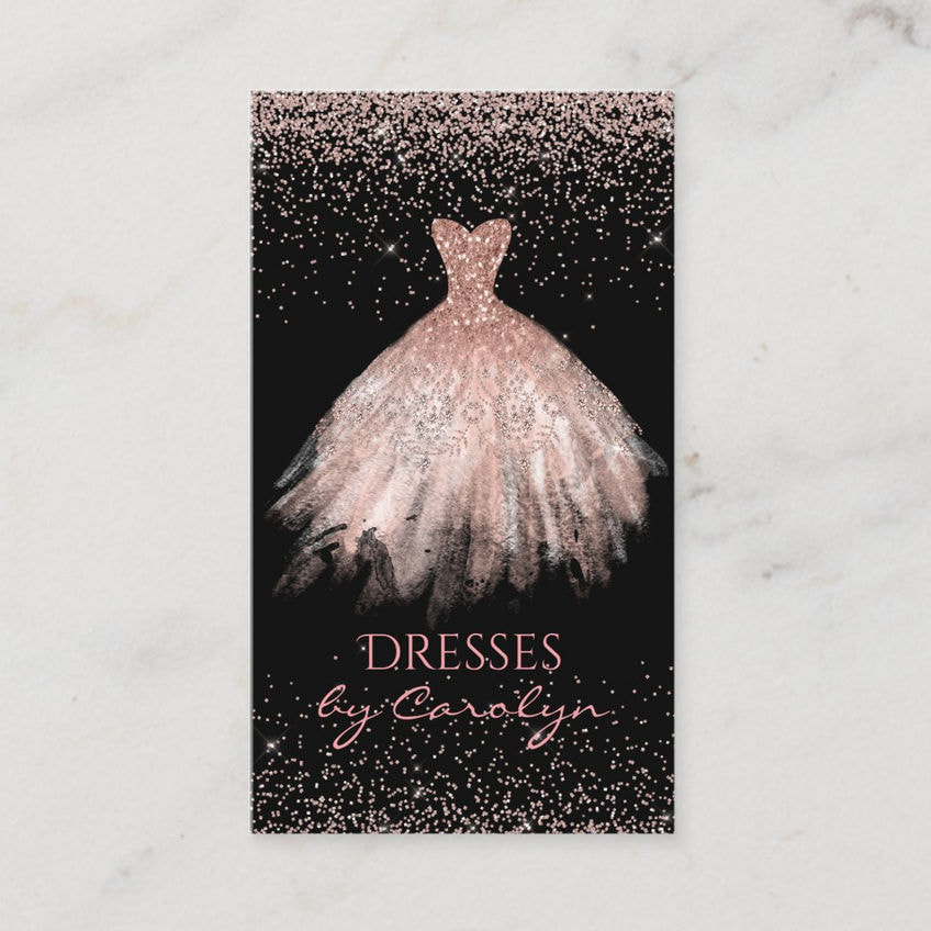 Pink Seamless Ballet Dress Pink Glitter on Black Background Business Cards