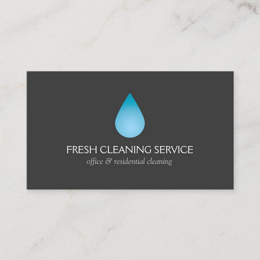 Clean Blue Water Drop Office and  Residential Cleaning Business Cards