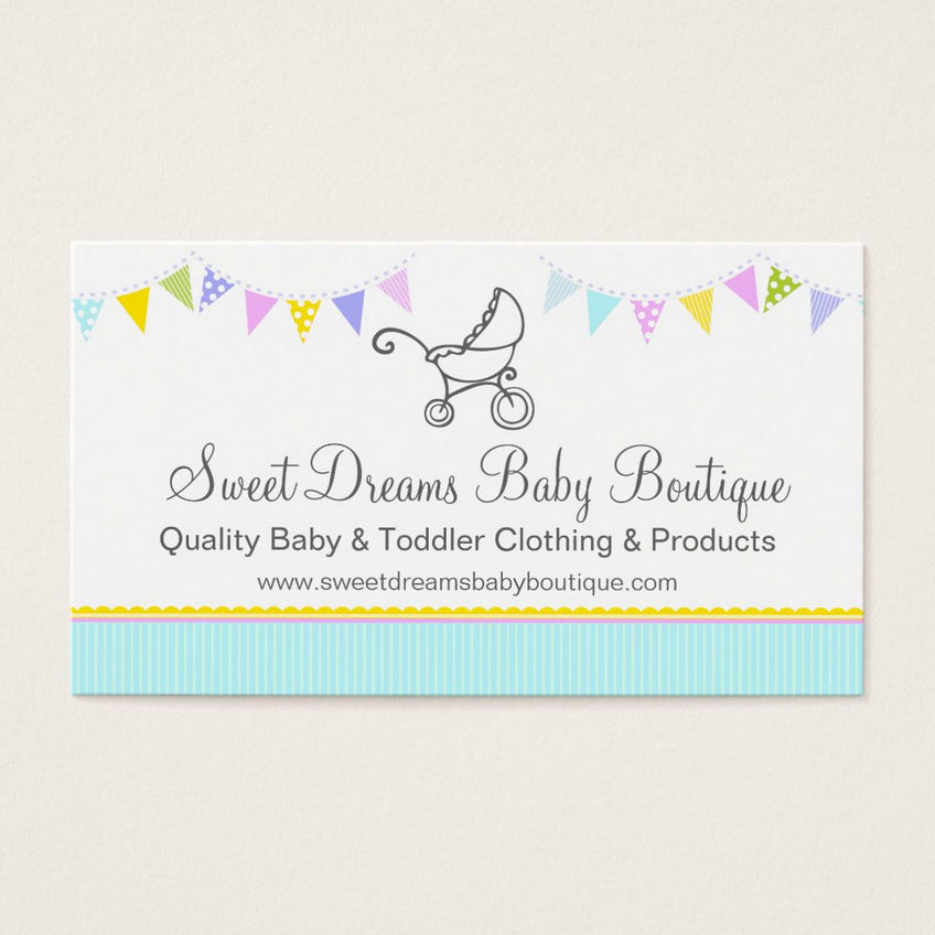 Sweet Aqua and Yellow Baby Bunting Clothing Boutique Business Cards