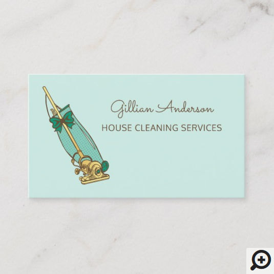 Girly Green Vacuum Cleaner House Cleaning Services Business Cards