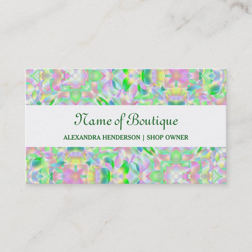 Chic Modern Pastel Abstract Floral Shimmer Boutique Business Cards