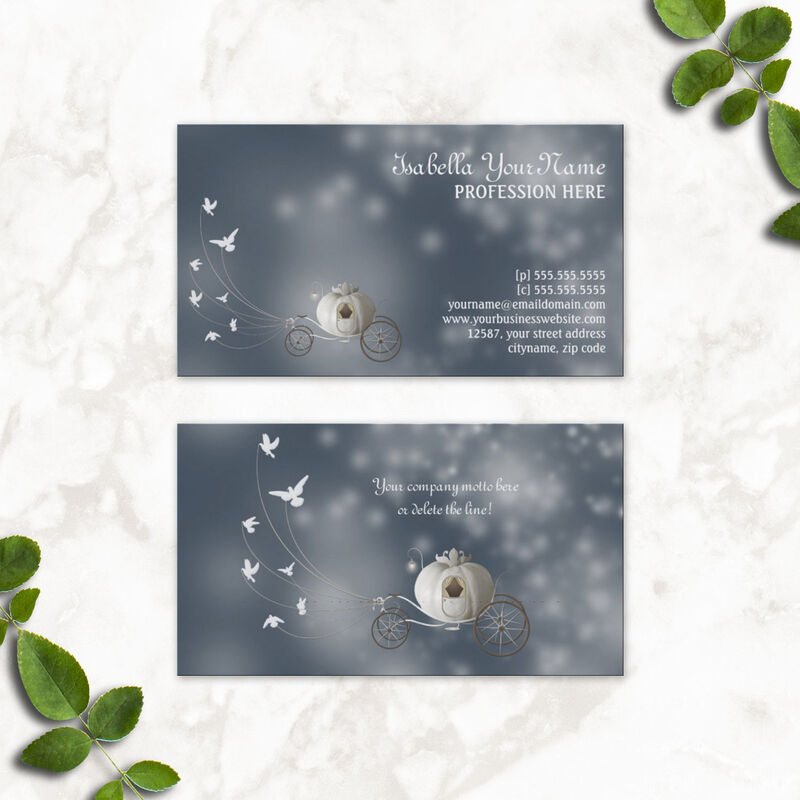 Fairytale Dreams White Doves Princess Coach Event Planning Business Cards