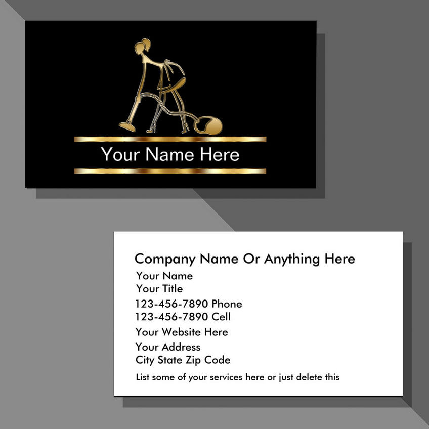 Classy Black and Gold Vacuum Housekeeper Cleaning Business Cards