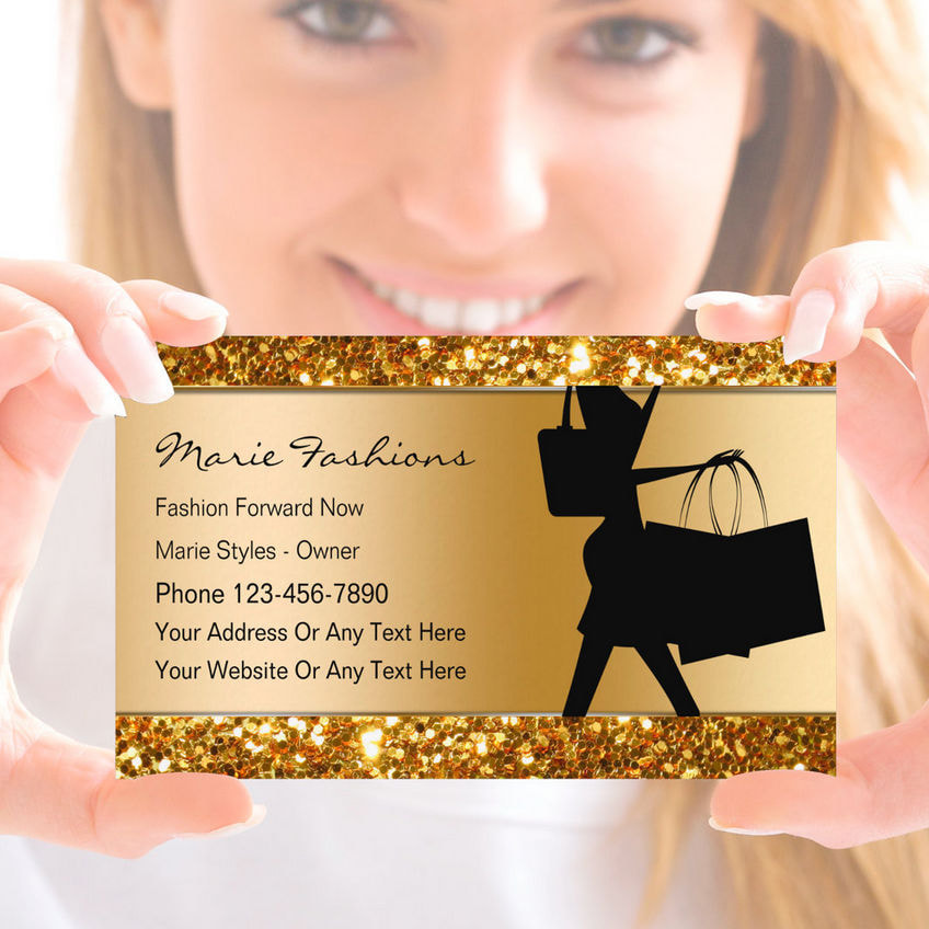 Glamorous Black and Gold Glitter Classy Fashion Boutique Business Cards