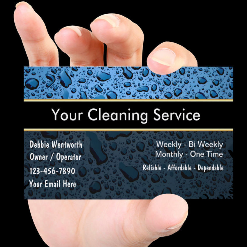 Professional Cleaning Services Blue Window Water Droplets Business Cards