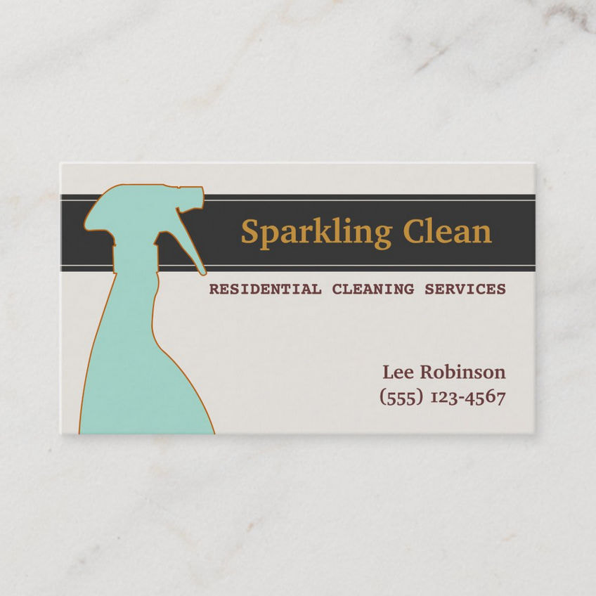 Simple Mint Green Spray Bottle Professional Cleaning Business Cards