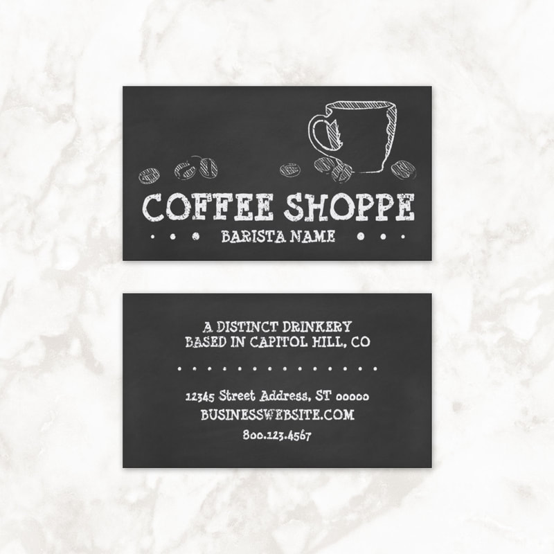 Bohemian Coffee Beans and Cup on Blackboard Barista Business Cards