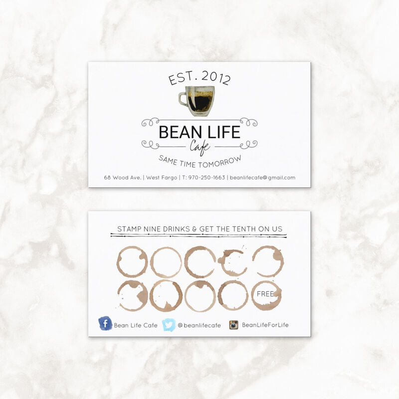 Vintage Coffee Cup Bean Life Coffee Stain Loyalty Business Cards