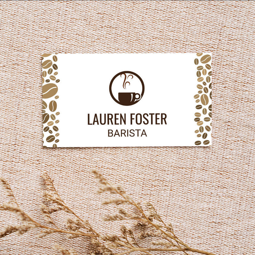 Cup of Steaming Coffee Coffee Beans Artwork Business Cards