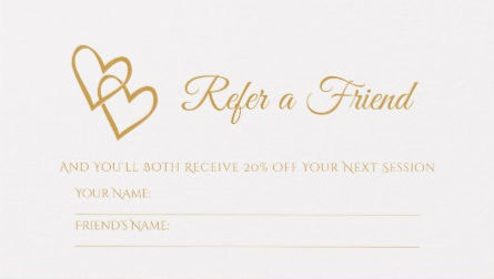 Elegant Gold Double Hearts Refer a Friend Referral Business Cards