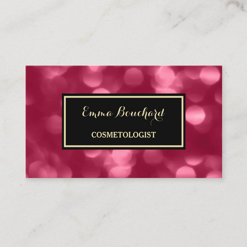 Elegant Cosmetologist Glamorous Pink Luxe Bokeh Business Cards