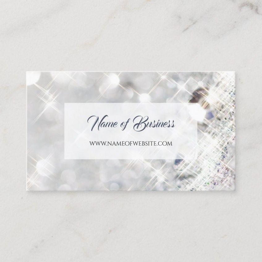 Elegant Faux Diamond White Glitter Sparkle Business Cards