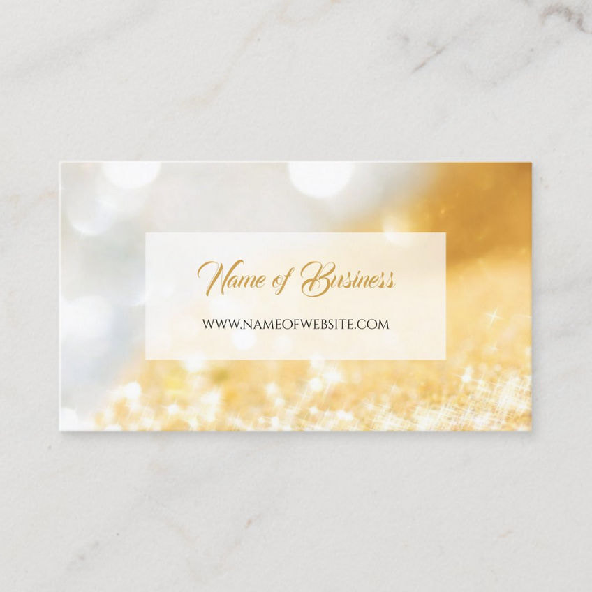 Elegant Faux Gold and Silver Glitter Bokeh Sparkle Business Cards