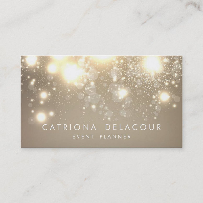 Gold Subtle Glitter Sparkles Bokeh Event Planner Business Cards