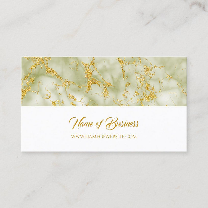 Elegant Green Marble With Faux Gold Glitter Business Cards