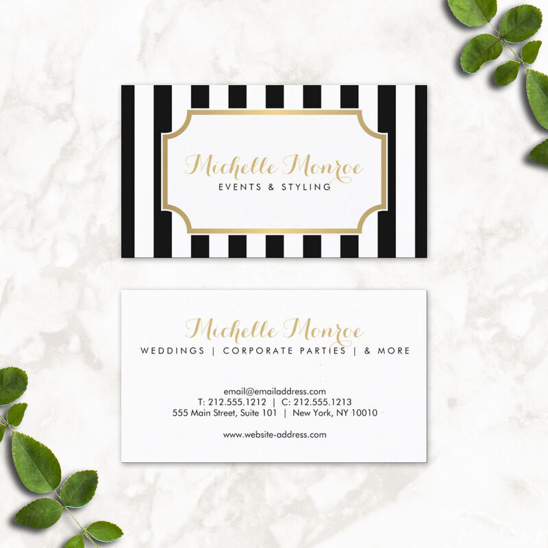 Elegant Luxe Bold Black and White Stripes Events and Styling Business Cards