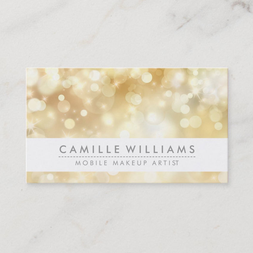 Elegant Sparkling Light Ethereal Golden Bokeh Background Business Cards