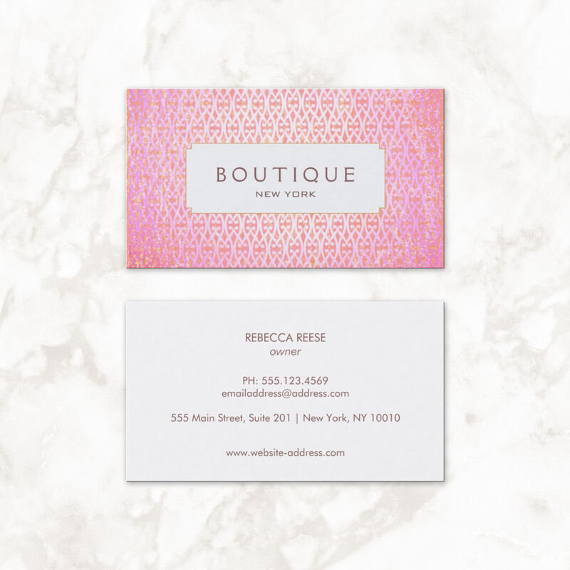 Exotic Pink Artistic Pattern Fashion and Beauty Boutique Business Cards