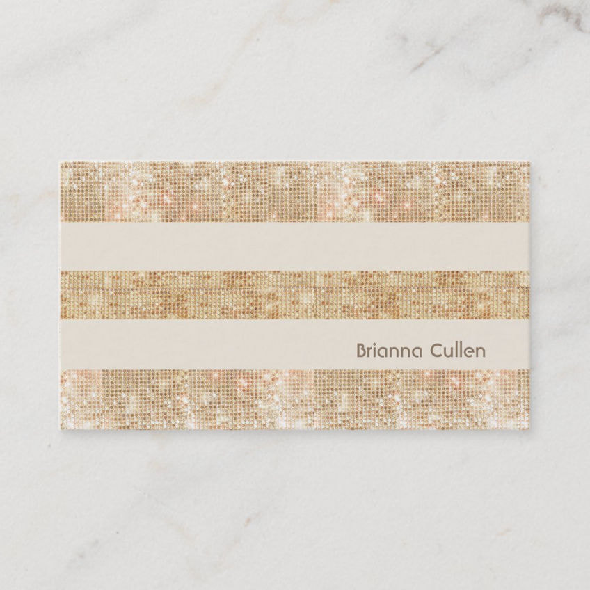 Fun Retro Gold Faux Sequin Stripes Modern Business Cards