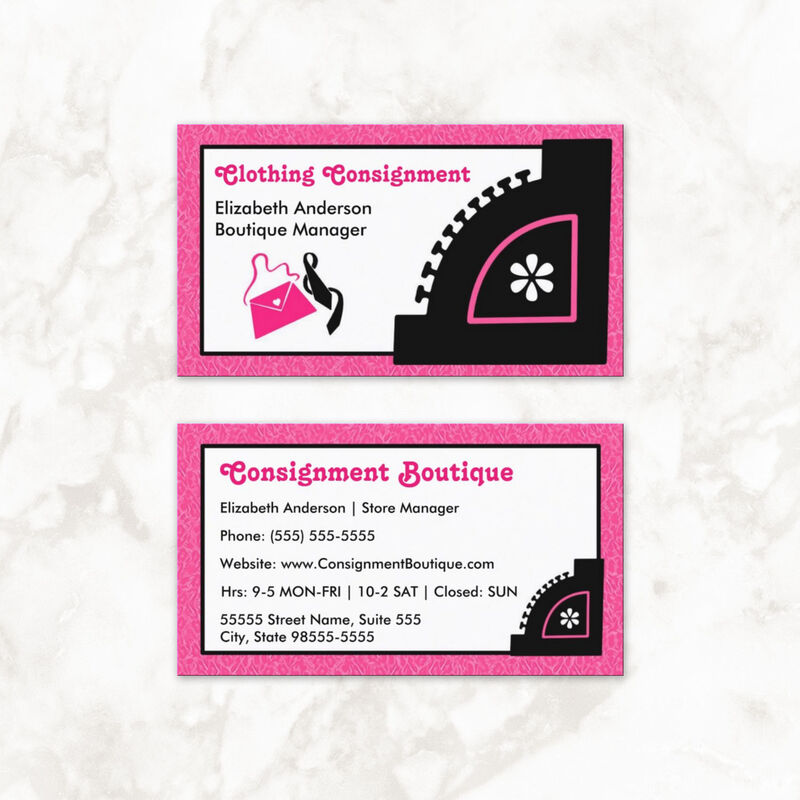 Girly Pink Leopard Clothing Consignment Boutique Business Cards 
