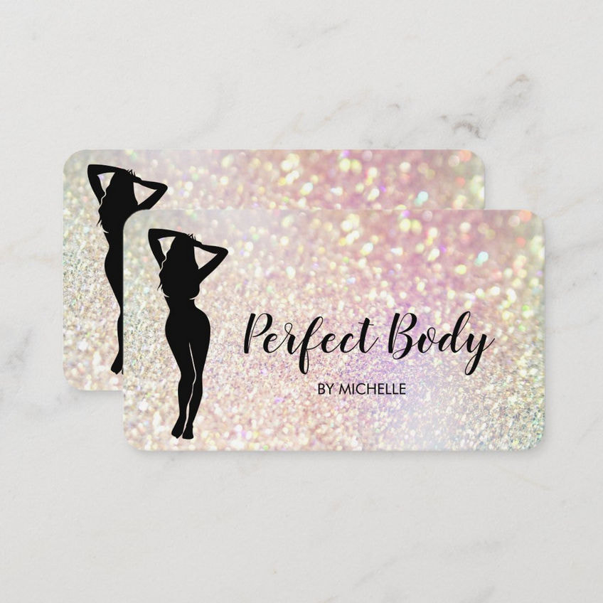 Perfect Body Opalescent Glitter Sculpted Woman Silhouette  Business Cards