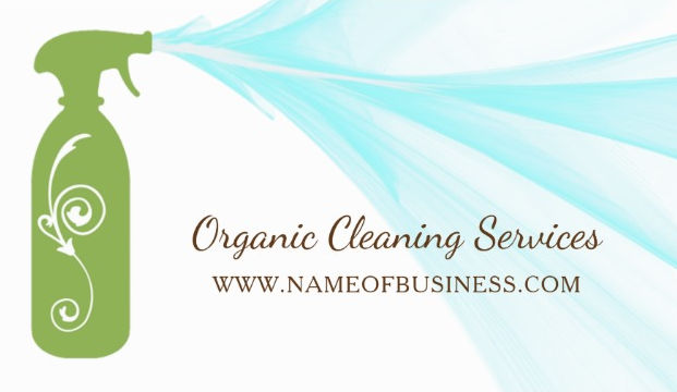 Fresh Green Spray Bottle Organic Cleaning Services Business Cards