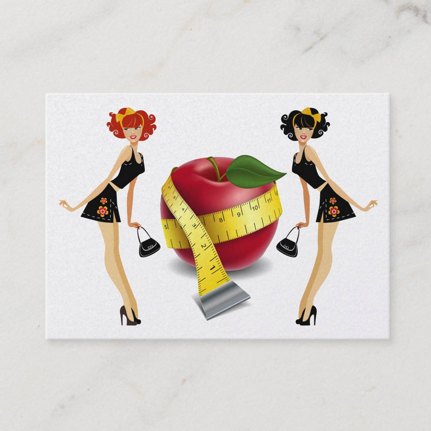 Fashionista Weight Management Apple With Tape Measure Business Cards