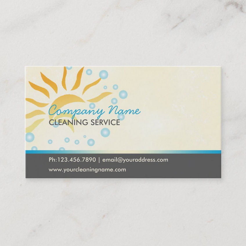 Modern Cleaning Bubbles Sunshine Cleaning Service Business Cards