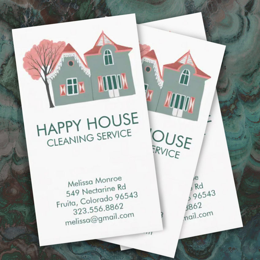 Happy House Cleaning Home Services Charming Business Cards