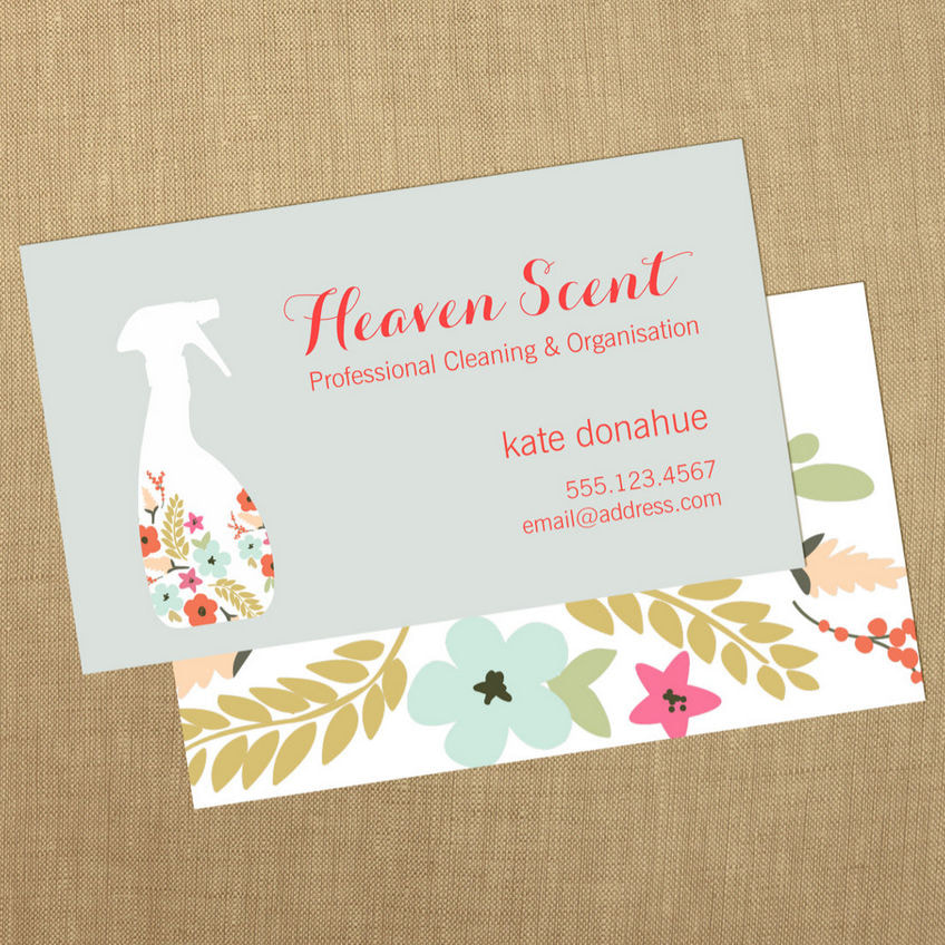Floral Spray Bottle House Cleaning Logo Business Business Cards
