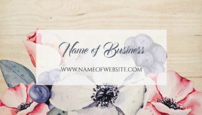 Rustic Light Wood Summer Blossom and Blueberries Business Cards