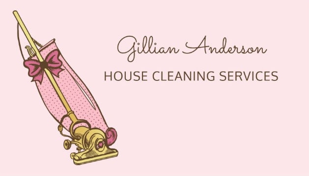 Girly Pink Vacuum Cleaner House Cleaning Services Business Cards