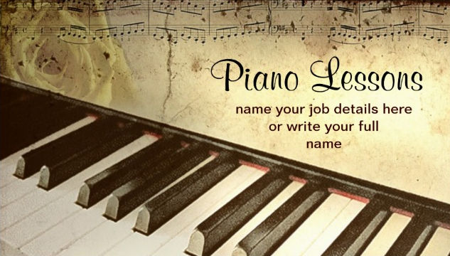Elegant Vintage Grunge Music Notes With Piano for Lessons Business Cards
