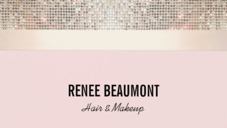 Elegant Retro Sequin Gold and Pink Striped Hair Salon Business Cards