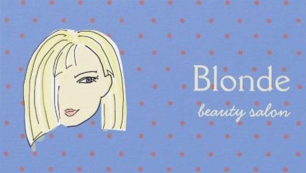 Blonde Fashion Blue Dots Cute Stylish Beauty Salon Business Cards
