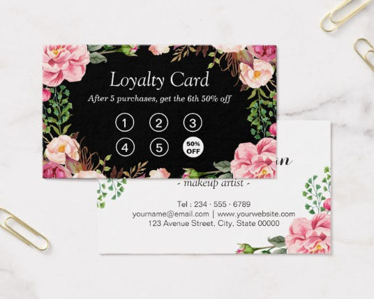 Loyalty Punch Card | Girly Pink Floral Wrapping