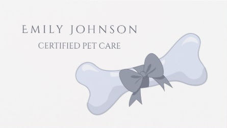 Simple and Elegant Pet Care Gray Bone and Bow Business Cards